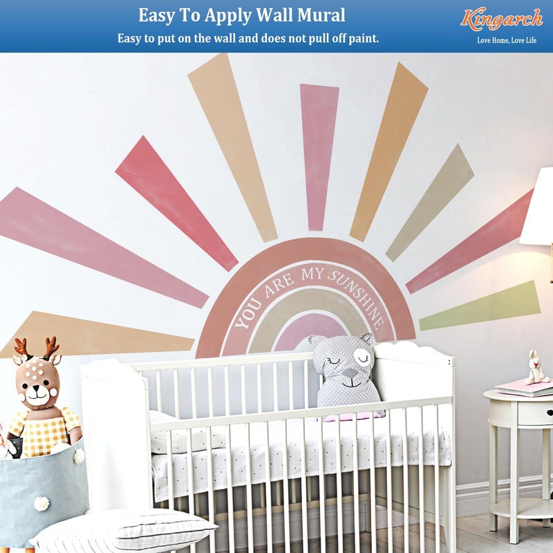 Kingarch Large Rainbow Sun Wall Decals, Inspirational Peel and Stick Fabric Nursery Wall Decor, Removable Home Room Wall Decor Murals Stickers for Kids Girls Toddler Bedroom Living Room Playroom - Image 4